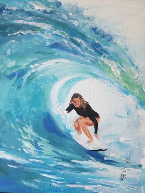 Wave Art Painting, Surfer Painting, Surf Drawing, Surfer Art, Surf Painting, Beautiful Hawaii, Hawaii Art, Surrealism Art, Paintings Abstract