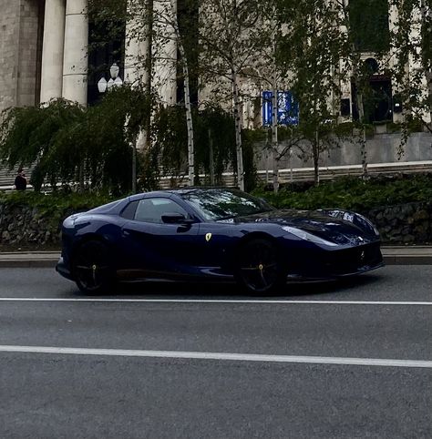 an aesthetic picture if dark blue ferrari. Dark Blue Luxury Aesthetic, Blue Ferrari Aesthetic, Dark Blue Old Money Aesthetic, Dark Blue Car Aesthetic, Dark Blue Things, Blue Car Aesthetic, Midnight Blue Car, Car Moodboard, Ferrari Aesthetic