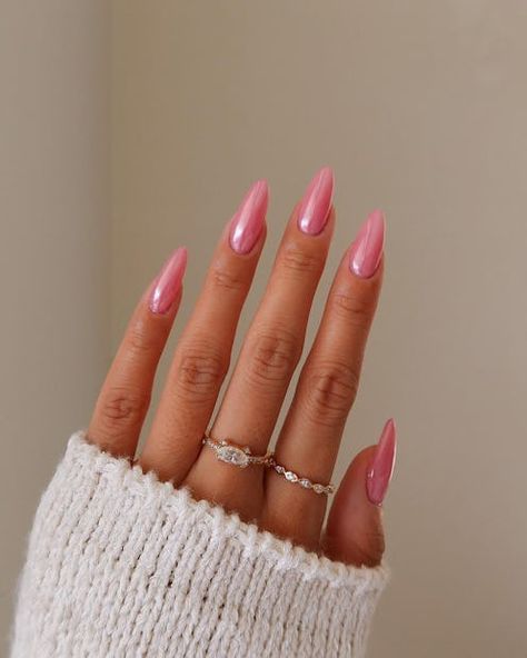 Pink Glazed Nails, Nails Pink Chrome, Glazed Nails, Pink Nail Ideas, Princess Nails, Set Nails, Pink Chrome Nails, 2024 Nails, Plain Nails