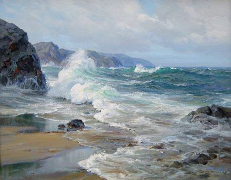 Charles Vickery Seascapes Art, Watercolor Pictures, Seascape Art, Ocean Scenes, Sea Painting, Water Art, Sea Art, Ocean Painting, Beach Painting