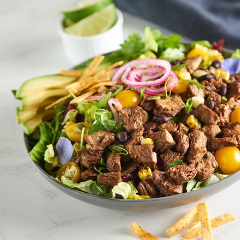 Beyond Steak, Chipotle Salad Dressing, Vegan Steak, Satisfying Salads, Steak Salad, Pickled Red Onions, How To Cook Steak, Noodle Dishes, Avocado Salad