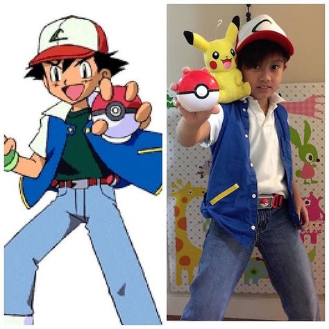 DIY Pokemon Ash Ketchum Costume | Your Costume Idea for Halloween, Mardi Gras and Carnival Ash Ketchum Costume Kids, Ash Ketchum Halloween Costume, Ash Pokemon Costume, Ash Outfit, Pokemon Costumes Diy, Ash Ketchum Costume, Ash Costume, Pokemon Halloween Costume, Boys Halloween Costumes Diy