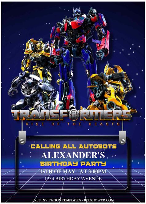 Nice (Free Editable PDF) Gear Up Transformers Baby Shower Invitation Templates Transformers Birthday Parties, Birthday Party Invitations Free, Transformer Party, Transformer Birthday, Bohemian Baby Shower, Free Printable Birthday Invitations, Boho Baby Shower Invitations, Free Invitation Templates, Floral Baby Shower Invitations