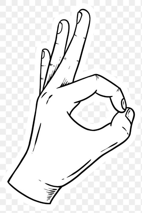 Ok hand sign drawing sticker design element | free image by rawpixel.com / Noon Ok Hand Sign Drawing, Hand Sign Drawing, Hand Gesture Drawing, Ok Hand Sign, Emoji Tattoo, Sign Drawing, Hand Outline, Hand Emoji, Drawing Sticker