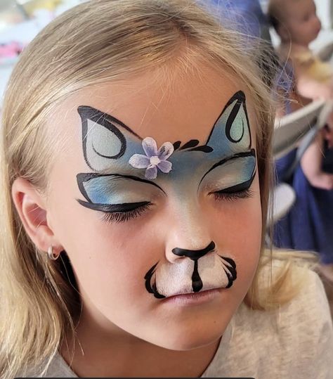 Face Paint Cat Easy, Halloween Cat Face Paint, Fast Face Painting Designs, Quick Face Painting Ideas For Kids, Kids Face Painting Easy, Mermaid Face Paint, Kitty Face Paint, Animal Face Paintings, Festival Face Paint