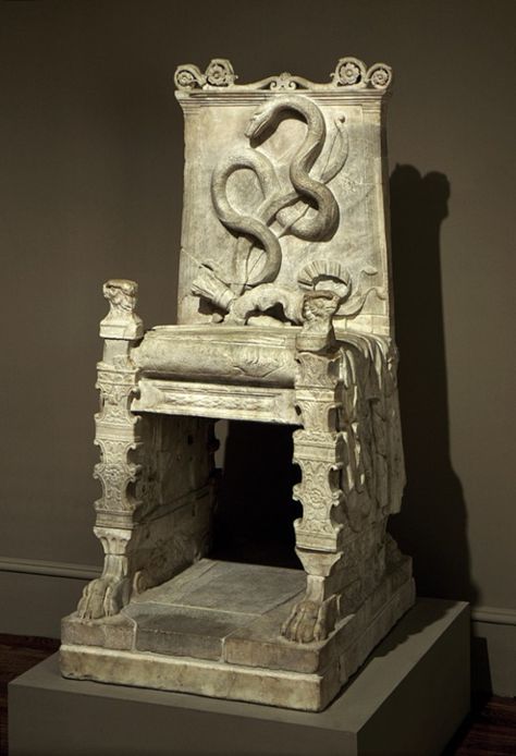 "The Lansdowne Throne of Apollo" (ca. late 1st century CE). Roman. Sculpture, Marble. William Randolph Hearst Collection. Posted on lacma.org. Roman Artifacts, Roman Sculpture, Roman History, Roman Art, 1st Century, Ancient Artifacts, The Snake, Ancient Romans, Ancient Rome