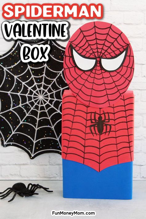 Spider Man Crafts, Spiderman Valentines, Spiderman Craft, Superhero Valentines, Box Ideas For Kids, Diy Valentines Box, Valentine Boxes For School, Kids Valentine Boxes, Valentine Card Box