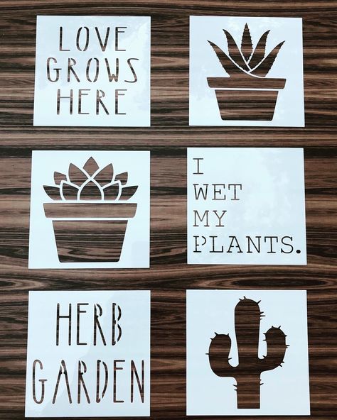 Cactus Stencil, Plant Stencil, Metal Sheet Design, I Wet My Plants, Love Grows Here, Stencils Tutorials, Stencils For Wood Signs, Cactus Planta, Painting Stencils