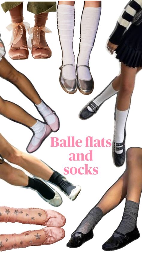 Ballet flats and socks inspiration Flats And Socks, Ballet Flats With Socks, Flats With Socks, Socks For Flats, How To Look Pretty, Ballet Flats, Ballet, Socks, My Style