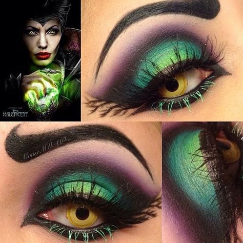 Maleficent Costume Diy, Maquillage Halloween Clown, Maleficent Halloween Costume, Maleficent Makeup, Maleficent Halloween, Make Up Diy, Fantasy Make-up, Halloween Make-up Looks, Maleficent Costume