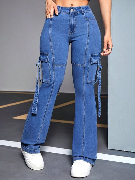 Blue high waisted jeans