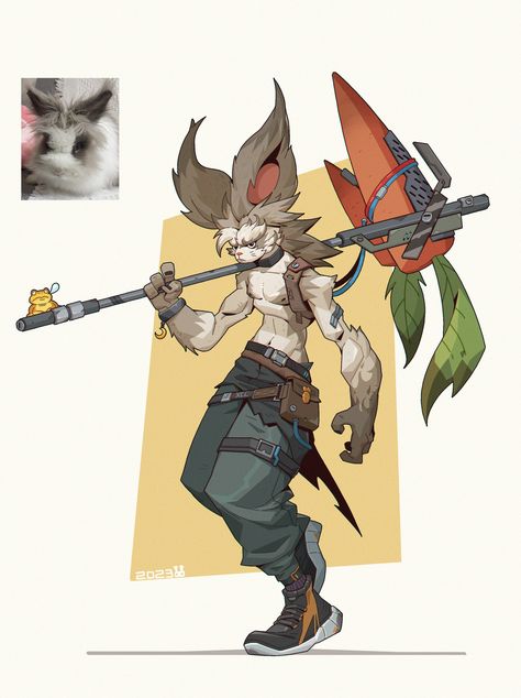 ArtStation - Happy Year of the Rabbit 7th Dragon, Monster Drawing, Werewolf Art, Rabbit Art, Animation Art Character Design, Year Of The Rabbit, Dnd Art, Rabbit Cartoon, Happy Year