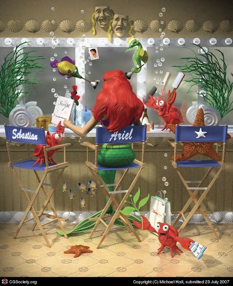 Ariel in the Dressing room for The Little Mermaid. Art by Michael Hall Ariel Room, Gif Disney, Ariel Mermaid, Disney Nerd, Disney Princess Ariel, Disney Side, Disney Ariel, Cute Disney Wallpaper, Ariel The Little Mermaid