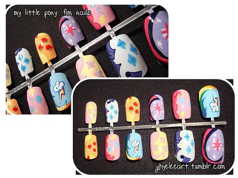 mlp_nails - Google Search Mlp Nails, Stripes Nails, My Little Pony Party, Glamorous Nails, Geek Fashion, Get Nails, Mlp My Little Pony, Fabulous Nails, Dream Nails