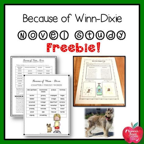 Because of Winn-Dixie, Novel Study, Bloom's Revised Taxonomy, Project Based Learning, fun, activities, creative writing, comprehension quiz, printables, reading teachers, literacy, Print and go, lesson plans, chapter books, activities, Common Core, Freebie! Because Of Winn Dixie Novel Study, Because Of Winn Dixie Activities, Winn Dixie Book, Because Of Winn Dixie, 3rd Grade Books, Writing Comprehension, Abc Learning, Tricky Words, Winn Dixie