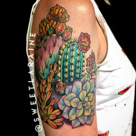 Western Cactus Tattoo, Cactus Tattoo Ideas, Cactus Flower Tattoo, Desert Tattoo, Succulent Tattoo, Arizona Tattoo, Cowgirl Tattoos, Cuff Tattoo, Flower Tattoo Ideas