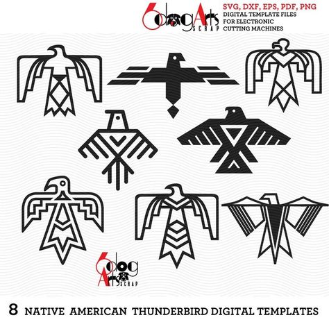 Native American Bird Symbol, Native American Simple Tattoos, Native American Vector Art, Geometric Thunderbird Tattoo, Thunderbird Finger Tattoo, Thunderbird Drawing Native American, Eagle Tattoo Native American, Traditional Native American Tattoos Symbols, Native American Thunderbird Art