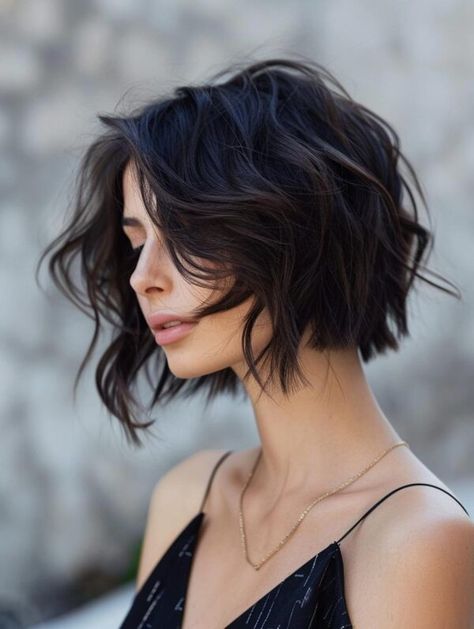 Short Aline Haircuts, Chunky Bob Haircut, Asymmetrical Bob Haircut, Funky Bob Hairstyles, Aline Haircuts, Wavy Lob Haircut, Cheveux Courts Funky, Asymmetrical Hair, Manifest Life