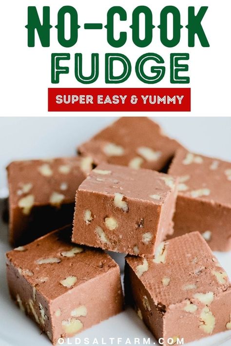 No Cook Fudge, Quick Fudge, No Bake Fudge, Easy Christmas Dessert, Easy Chocolate Fudge, Holiday Baking List, Homemade Fudge Recipes, Holiday Baking Christmas, Baking List