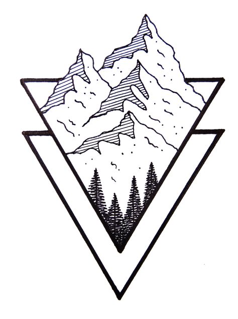 Ridge Drawing, Moutain Tattoos, Triangle Mountain, Small Mountain Tattoo, Geometric Mountain Tattoo, Cowgirl Tattoos, Mountain Tattoo Design, Men Tattoos Arm Sleeve, Triangle Tattoos