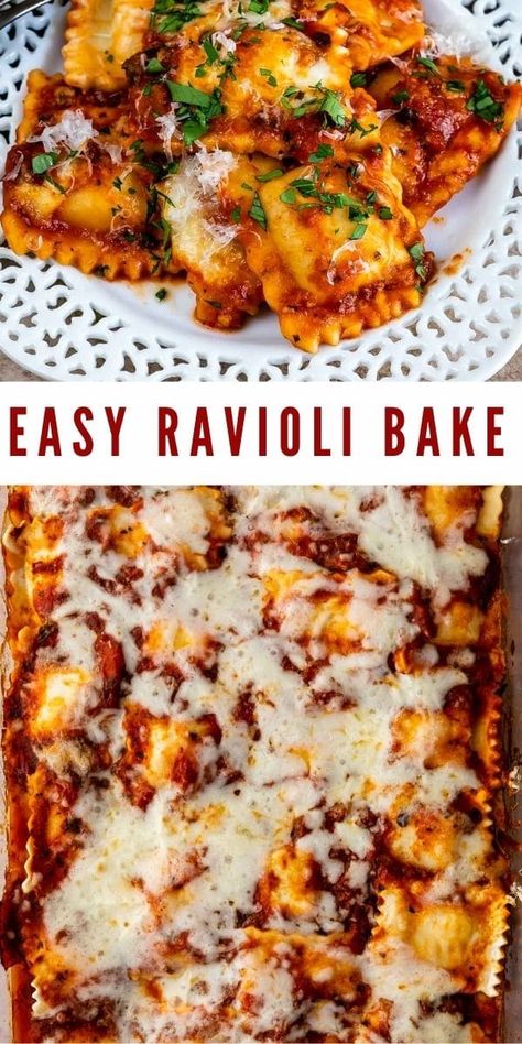 Frozen Ravioli Recipes, Ravioli Dinner Ideas, Cheese Ravioli Recipe, Baked Ravioli Casserole, Easy Comfort Food Recipes, Baked Ravioli Recipe, Easy Ravioli, Ravioli Pasta, Ravioli Bake