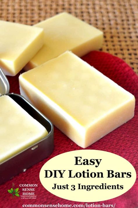 This 3 ingredient DIY lotion bar recipe is a great homemade skin care option. Includes tips for packaging, making bars without beeswax and how to use them. Coconut Oil Lotion Recipe, Lotion Bars Diy, Easy Bar Recipes, Coconut Oil Lotion, Lotion Bars Recipe, Lotion Recipe, Diy Lotion, Diy Kosmetik, Lotion Bar