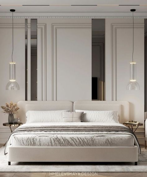 Modern Classic Bedroom, Bedroom Design Luxury, Neoclassical Interior Design, Bedroom Inspiration Cozy, Modern Classic Interior, Bedroom Interior Design Luxury, Bedroom Design Inspiration, Luxury Bedroom Design, Luxurious Bedroom