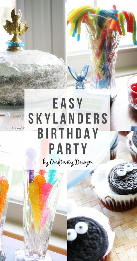 Birthday Party Food For Kids, Spyro Skylanders, Party Food For Kids, Sky Landers, Portal Cake, Skylanders Academy, Skylanders Birthday Party, Skylanders Birthday, Frozen Party Games