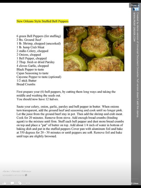 New Orleans styled stuff bell peppers Creole Stuffed Bell Peppers, New Orleans Stuffed Bell Peppers, Mirliton Recipe, Crawfish Dishes, Stuffed Food, Ragin Cajun, Southern Cooking Recipes, New Orleans Recipes, Cajun Creole Recipes