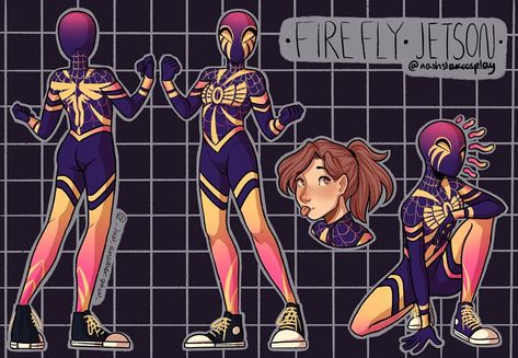 Spidersona Reference Sheet, Commission Sheet Reference, Spider Sona, Fire Fly, Spiderman Artwork, Reference Sheet, Marvel Avengers Movies, Avengers Movies, Character Sheet