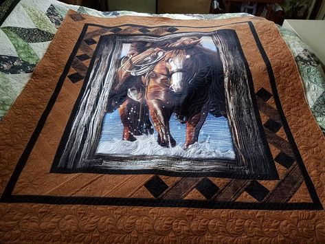 Horse Quilts, Crown Royal Quilt, Missouri Star Quilt Company Tutorials, Wildlife Quilts, Western Quilts, Quilt Panels, Panel Ideas, Panel Quilt Patterns, Horse Quilt