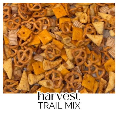 Harvest Snack Mix | By Emily Lawson Movie Night List, Ranch Powder, Pretzel Snacks, Heart Food, Salty Snacks, Trail Mix, Snack Mix, Savory Snacks, Honey Mustard