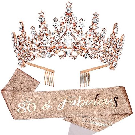 80th Birthday Party Favors, Birthday Decorations For Women, 80th Birthday Decorations, Rose Gold Birthday, Happy 80th Birthday, 80th Birthday Party, 80th Birthday Gifts, Birthday Crown, Gold Birthday