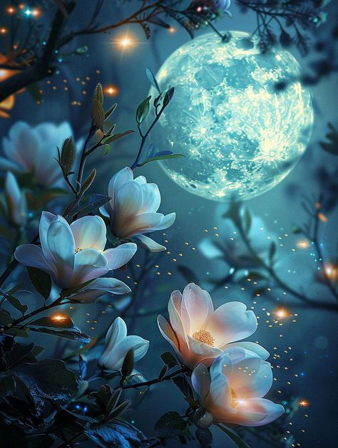 Prompt 👉group of glowing flowers with full moon in the background, fireflies floating around, digital art, hyper-realistic beautiful photo], fireflies, stunning beauty, sergei krasovsky, 50, magnolias, blue moon, beautiful details, stunning backdrop, clear moon, amazing beauty, professional photography] 👉 if Like, please Follow and Share AI Graphics Studio 👇Contact on WhatsAPP: http://tiny.cc/aigraphicsstudio #aigraphicsstudio #AI #DigitalMarketing #digitalartist #digitalart #digital #creat... Full Blue Moon, Glowing Flowers, Beauty Professional, Moon Images, Story Art, Flower Ball, Night Scene, Moon Flower, Moon Magic