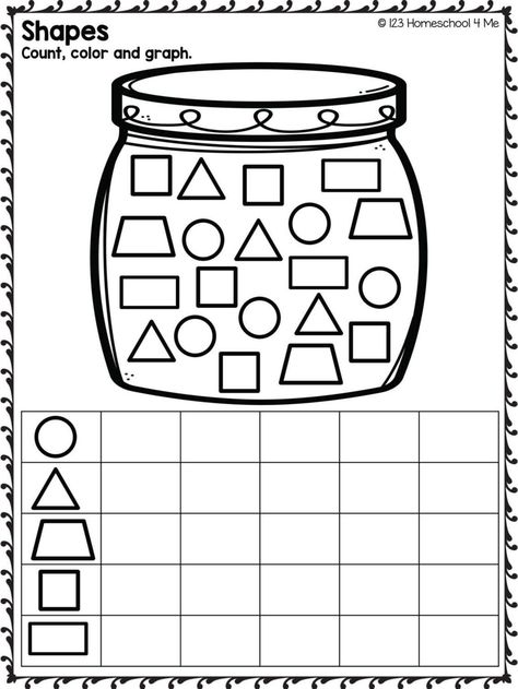 FREE Printable Shape Tracing & Recognition Worksheets for Kindergarten Shapes Worksheets For Kindergarten, Shape Tracing, 123 Homeschool 4 Me, Free Kindergarten Printables, Shape Worksheets For Preschool, Shapes Worksheet Kindergarten, Preschool Activities Printable, Shape Tracing Worksheets, Shape Chart