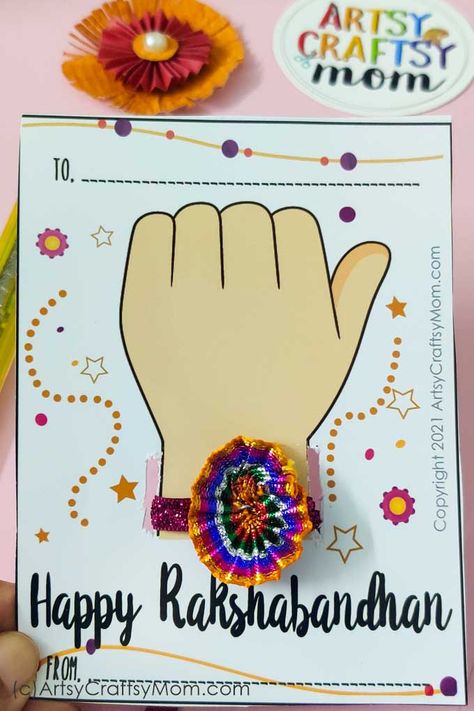 Free Printable Rakhi Card | DIY Raksha Bandhan Card 1 Rakshabandhan Greeting Card, Rakhi Cards Printable, Raksha Bandhan Craft For Kids, Raksha Bandhan Drawing For Kids, Raksha Bandhan Card, Raksha Bandhan Creative Ideas, Rakhi Celebration Ideas In School, Rakhi Activity For Preschool, Rakhi Craft Ideas For Kids