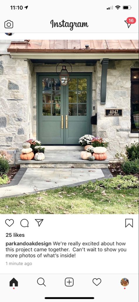 Stone Exterior Houses, Exterior Color Palette, Green Shutters, Stone Exterior, Hill Interiors, Shutters Exterior, Green Door, Exterior Stone, Best Seasons