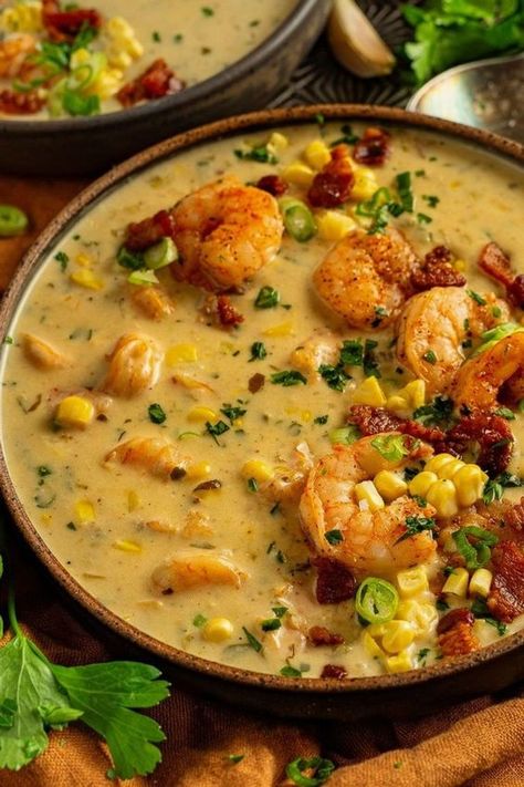 Louisiana Shrimp and Corn Bisque is a creamy, flavorful soup that's impressive as it is indulgent. It's a great choice if you love seafood and want a taste of the South. See more New Orleans recipes at LaurenFromScratch.com. Shrimp And Corn Bisque, Shrimp And Corn Soup, Louisiana Shrimp, Corn Bisque, Shrimp And Corn, Bisque Soup, New Orleans Recipes, Shrimp Soup, Cajun Dishes