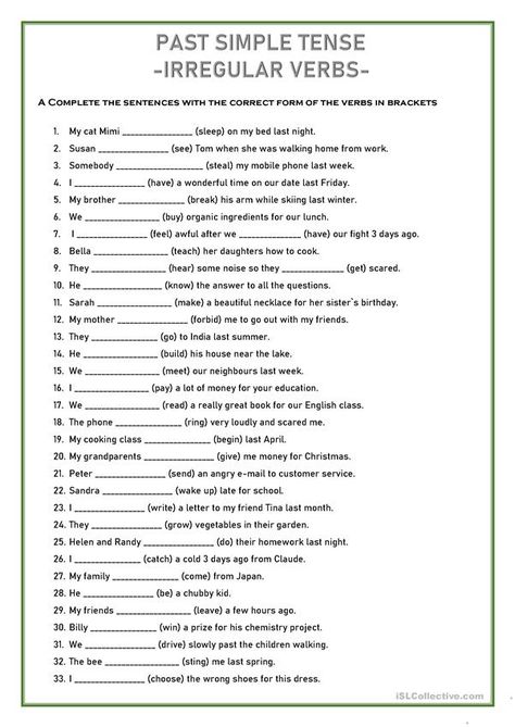 Past Tense Verbs Worksheets, Irregular Past Tense Verbs Worksheet, Simple Past Tense Exercises, Tenses Activities, Past Simple Verbs Worksheets, Year 4 English Worksheets, Simple Past Tense Worksheet Grade 3, Irregular Verbs Exercises, Simple Tenses