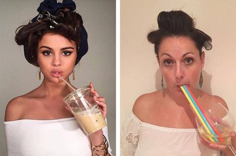 Woman Posts Hilarious Parody Portraits to Mimic Bizarre Celebrity Poses - My Modern Met Celeste Barber, Celebrity Selfies, Photo Recreation, Model Pose, Can't Stop Laughing, Kris Jenner, Nicki Minaj, Model Poses, Family Time