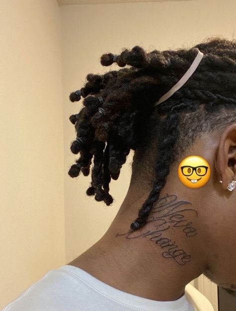 Star Behind Ear Tattoo Men, Black Men Neck Tattoos, Small Neck Tattoos Men, Front Neck Tattoo For Guys, Side Neck Tattoo For Guys, Simple Neck Tattoos, Basketball Fits, Black People Tattoos, Short Dreadlocks