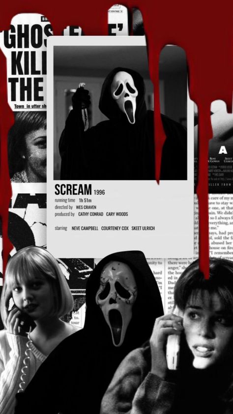 It’s Halloween y’all 💀👻🎃💀👻🎃💀👻🎃 Ghostface Collage Wallpaper, Do You Like Scary Movies Scream, Ghostface With Phone, Ghostface Wallpaper Aesthetic Red, Red Scream Wallpapers, Ghostface Red Aesthetic, Ghostface Moodboard, I Love Scream Pfp, Scream Collage Wallpaper