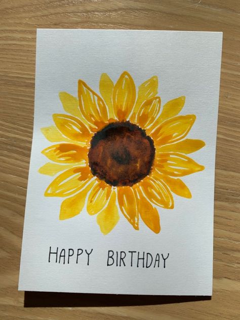 Sunflower Birthday Card Ideas, Watercolor Birthday Card For Friend, Yellow Birthday Card Ideas, Sunflower Birthday Cards Diy, Cute Birthday Cards For Grandma, Homemade Birthday Cards For Grandma, Sunflower Cards Handmade, Grandma Birthday Cards, Watercolor Birthday Card Diy