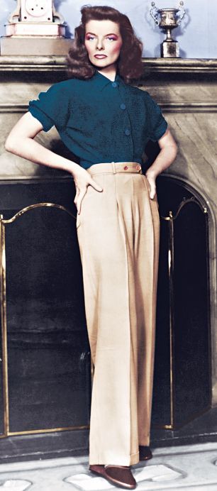 40s Mode, Istoria Modei, Katherine Hepburn, Mode Retro, Gene Kelly, Mae West, Hepburn Style, Design Moda, Katharine Hepburn