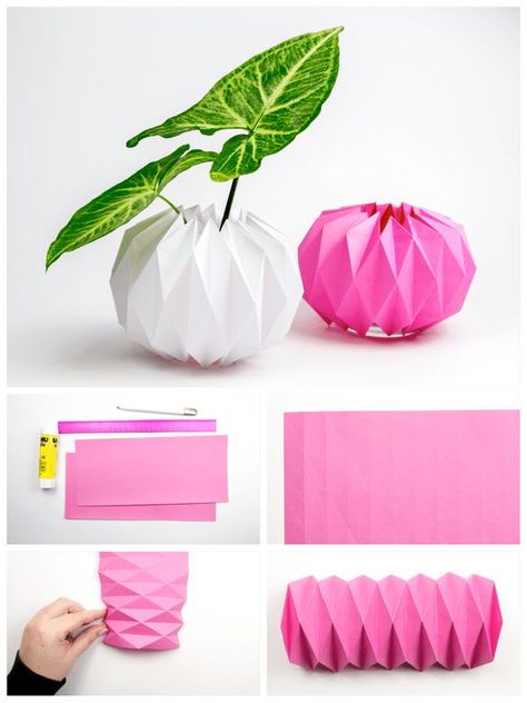 Spruce Up Your Plants with Origami Pot Covers! #origami #diy #pot #cover #tutorial Origami Pot, Origami Lotus Flower, Jar Covers, Diy Flower Boxes, Origami Star Box, Geometric Origami, Origami Ball, Origami Wedding, Origami For Beginners