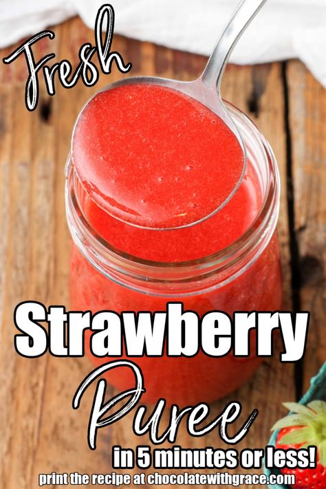 Strawberry Puree Strawberry Puree Recipe For Drinks, Strawberry Banana Milkshake, Strawberry Shortcake Cupcake, Yummy Summer Drinks, Strawberry Compote, Baking Stuff, Mint Lemonade, Strawberry Dessert Recipes, Banana Milkshake