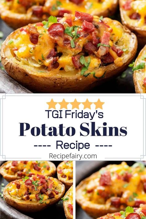 TGI Fridays Potato Skins Recipe » Recipefairy.com Potato Skins Recipe, Potatoe Skins Recipe, Baked Potato Skins, Tgi Fridays, Copykat Recipes, Copycat Restaurant Recipes, Potato Skins, Favorite Appetizers, Great Appetizers