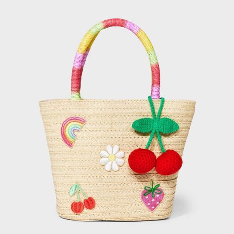 Woven Patchwork, Snacks On The Go, Kids Tote Bag, Patchwork Tote Bags, Clear Tote Bags, Vacation Bag, Daisy Bracelet, Toddler Accessories, Straw Tote