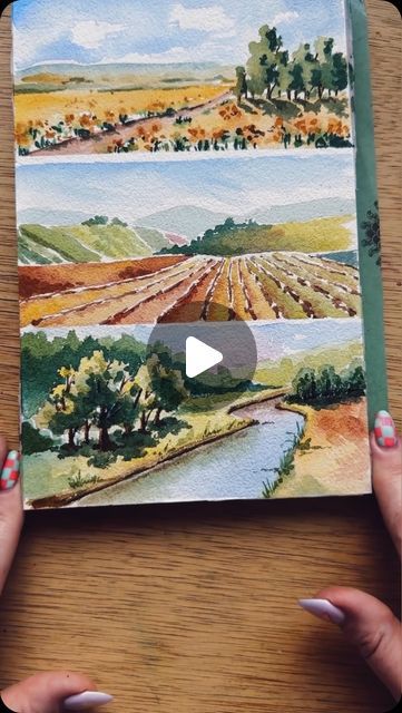 Kristin Van Leuven | Watercolor artist and instructor on Instagram: "3rd landscape in this series of watercolor paintings inspired by Loire valley France. I knew I had to do some kind of water/river. 

My favorite part of this painting is the negative painting with the indigo around the tops of the trees, really creating the texture and highlighting those bright yellow leaves. 

Now they’re all finished! I’m not sure how simple they were in the end 😅 do you have a favorite?" Water River, Negative Painting, Loire Valley France, River Seine, Loire Valley, Color Painting, Yellow Leaves, In The End, Water Colour