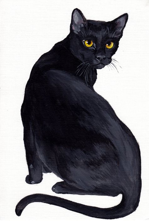 Bombay by LenaZLair Cat Wallpapers, Black Cat Aesthetic, Black Cat Painting, Panther Art, Kitten Drawing, Cat Art Illustration, Black Cat Art, Cat Crafts, Animals Artwork